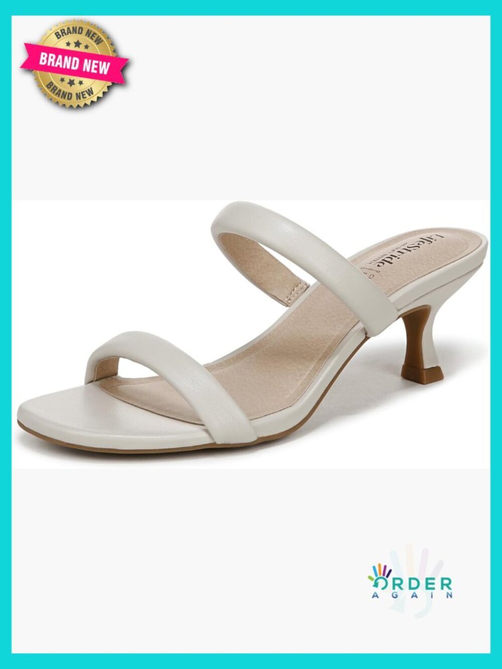 Heeled Sandals with Comfort Technology Kitten Heel Adjustable Strap Slip On
